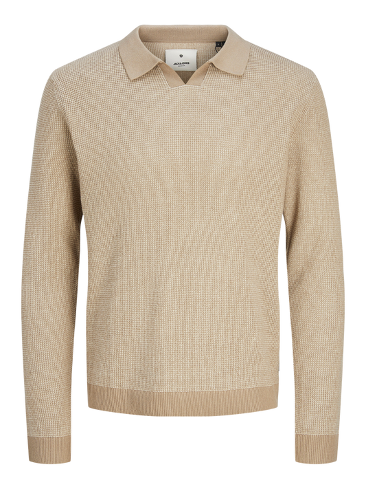 JPRBLABANI Knit Polo-Shirt - Greige