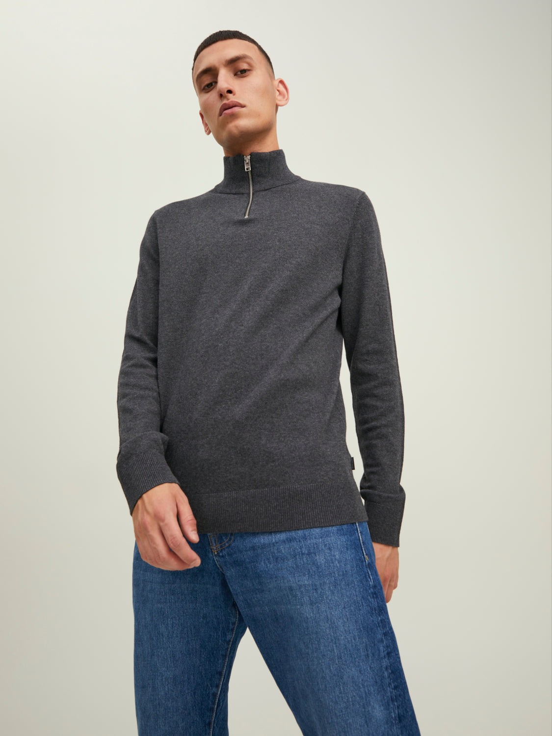 JJEEMIL Pullover - Dark Grey Melange